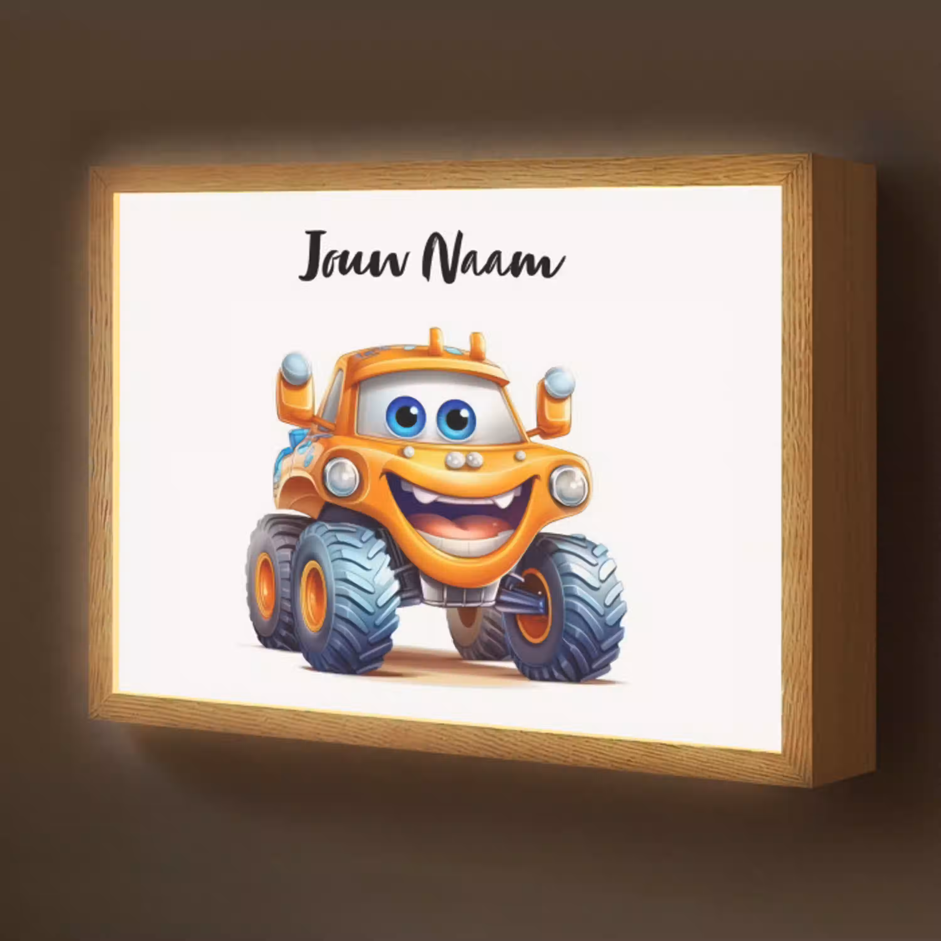 Auto - Oranje - Jongen - Kind Light Box met batterij (Wandlamp kind) middel -z3d_website