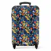 Tropisch vlinder patroon donker blauw NBS - Handbagage koffer - Kinderen Unisex middel -productfoto_recht