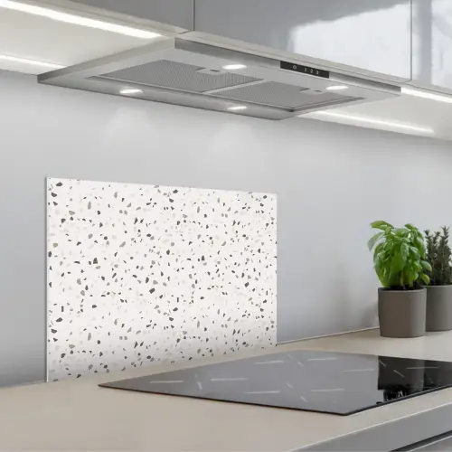 Terrazzo -  Patroon  -  Créme keuken achterwand spatscherm klein 900 -3d_schuin