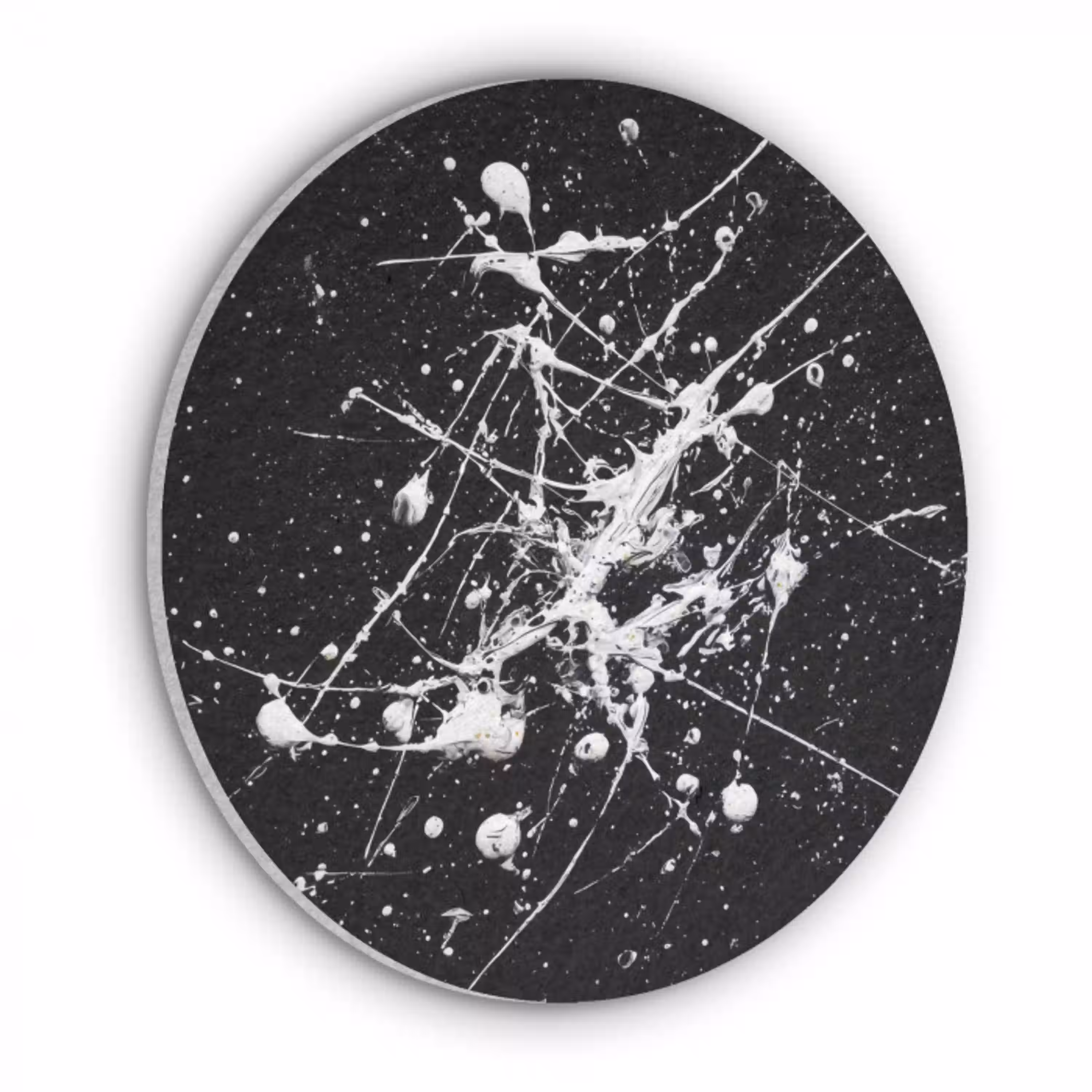 Verfspatten - Wit - Abstract - Explosie Akoestische PET Vilt - Rond klein -3d