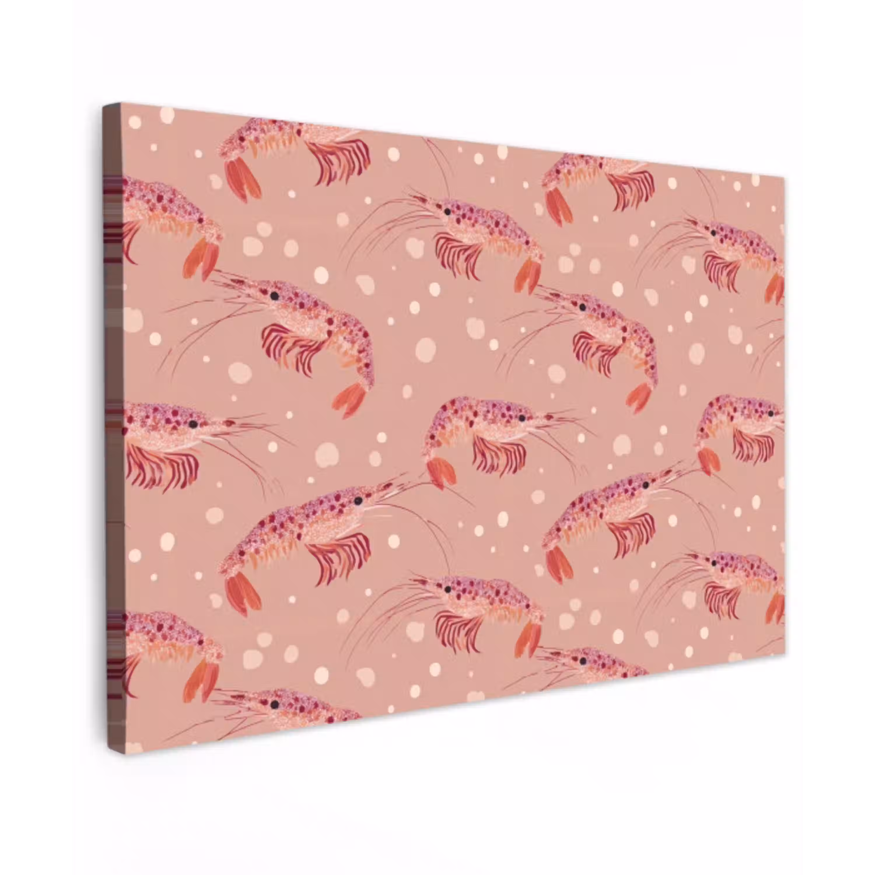 Garnalen - Stippen - Roze Tuinposter op houten frame 2 cm dik klein 845 -3d