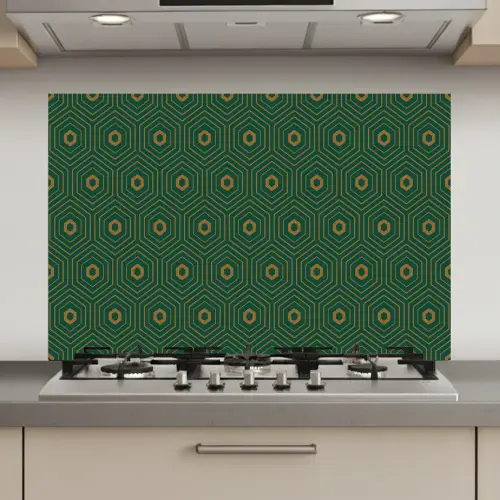 Donkergroen - Modern - Patroon - Goud keuken achterwand spatscherm klein 900 -3d_website
