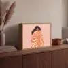 Meisje - Deken - Gestreept - Oranje Light Box met batterij (Wandlamp) middel -sfeer2