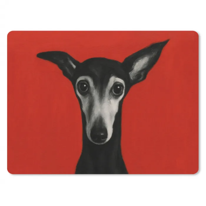 Windhond - Minimalistisch - Rood muismat rubber klein -3d