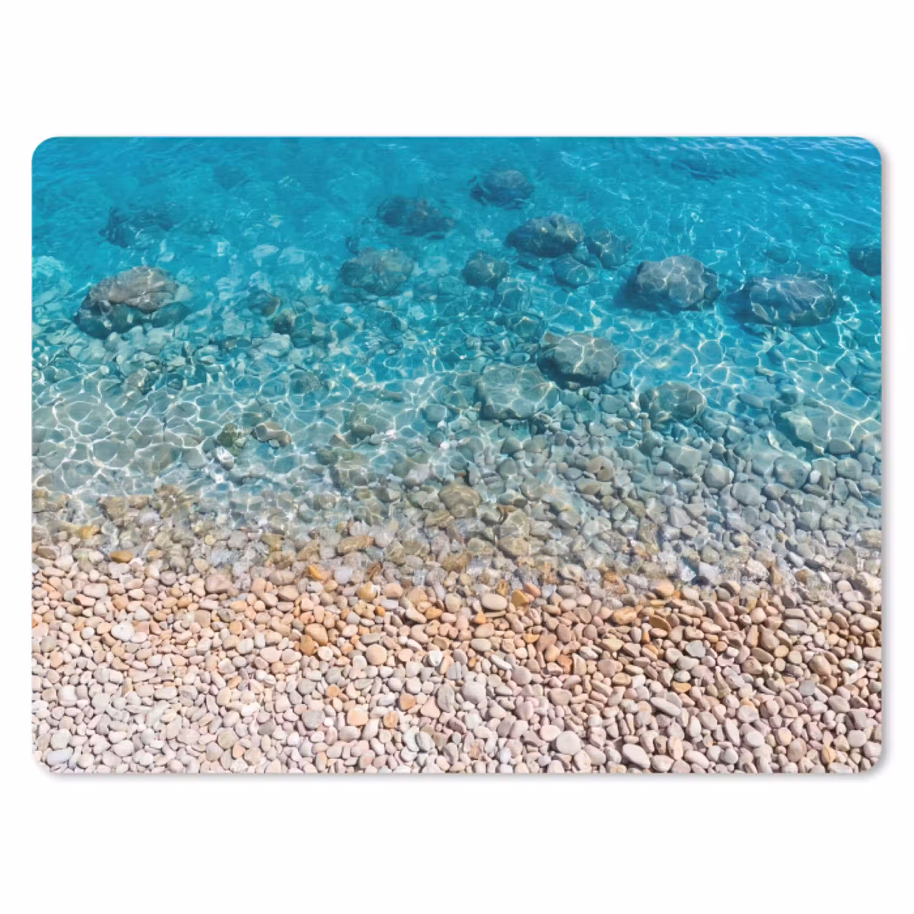 Water - Kiezels - Natuur - Levendig - Turkoois muismat rubber klein -3d
