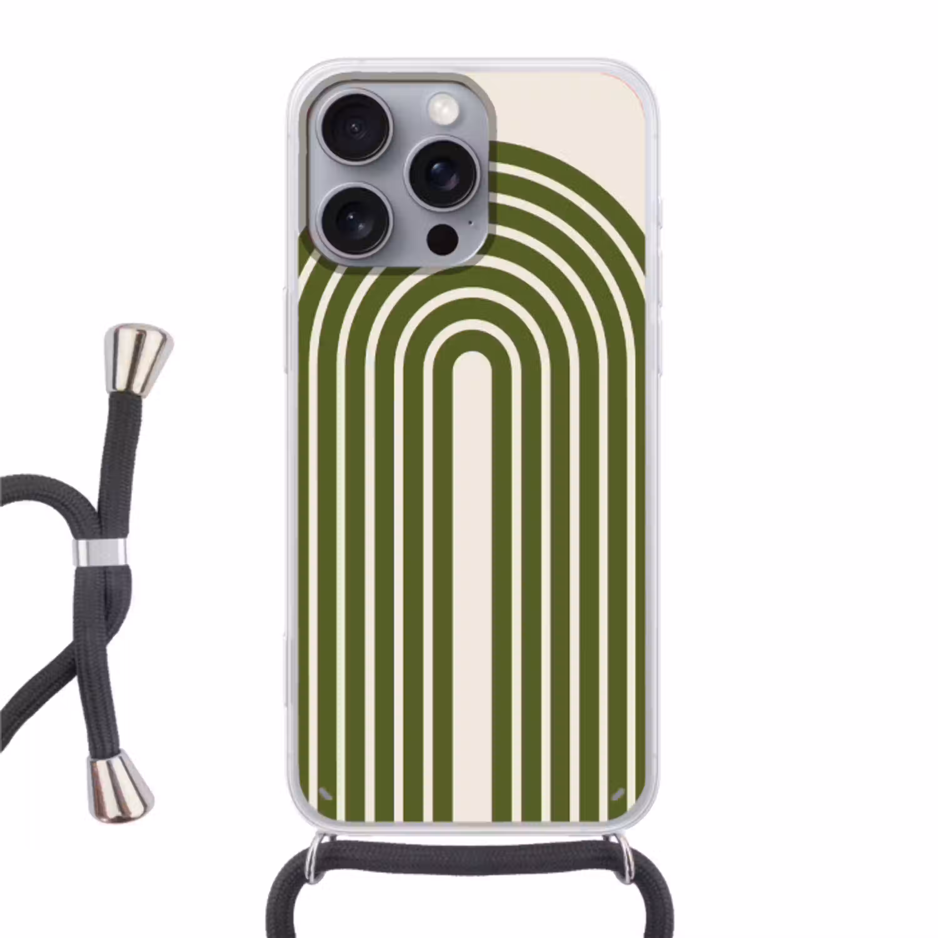 Abstract - Bogen - Modern - Groen - Kunst Hoesje iPhone 16 Pro Max met koord klein -3d