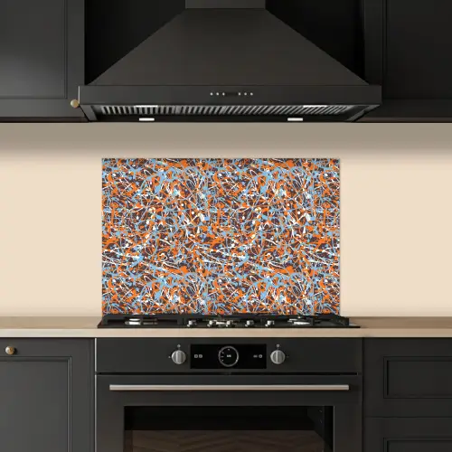 Blauw - Waterverf - Chaos keuken achterwand spatscherm klein 900 -sfeer1