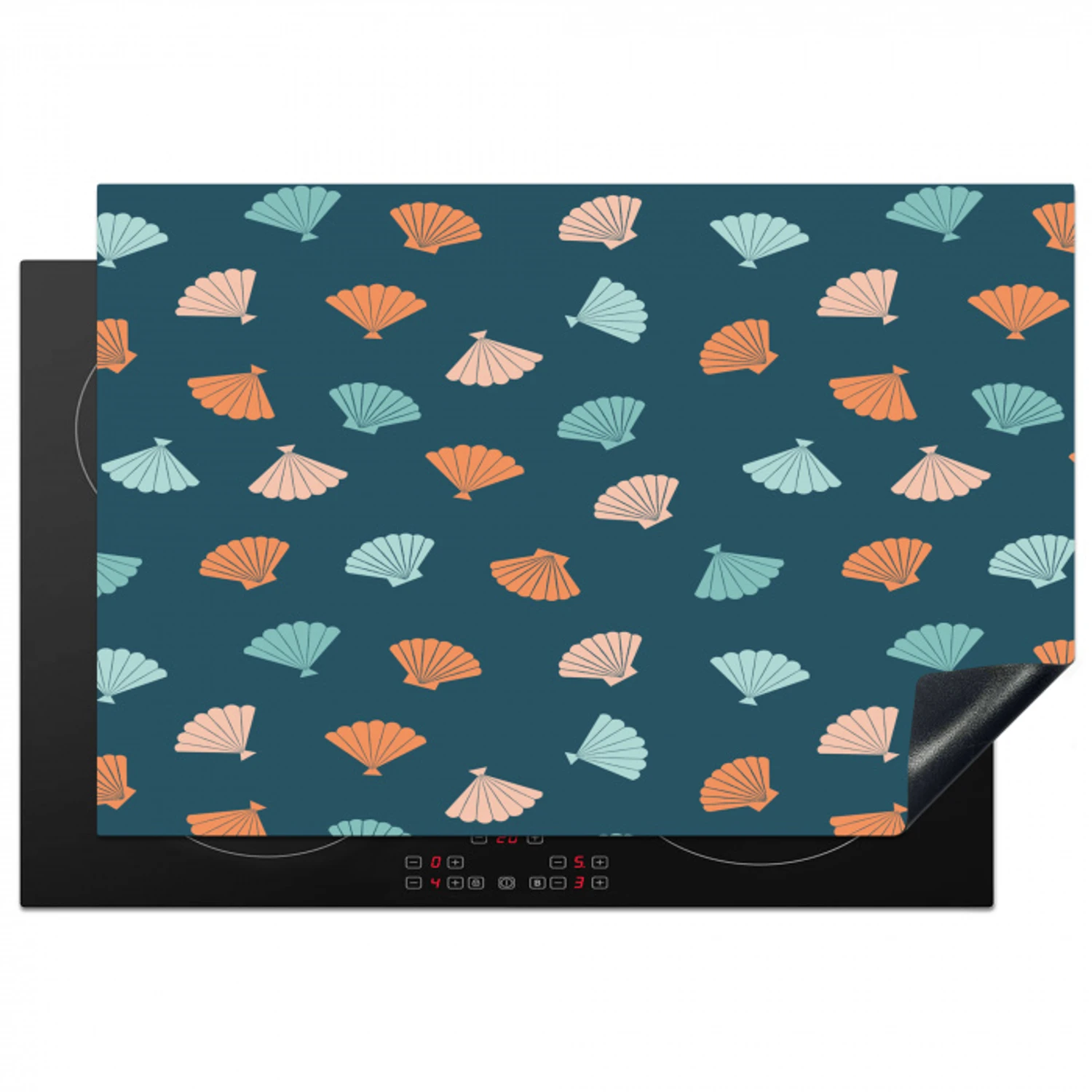 Zee - Dieren - Donkerblauw - Schelpen Inductie beschermer vinyl 3mm klein 276 -3d