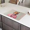 Tijger - Strik - Jasje - Roze Inductie beschermer vinyl 3mm klein -sfeer8