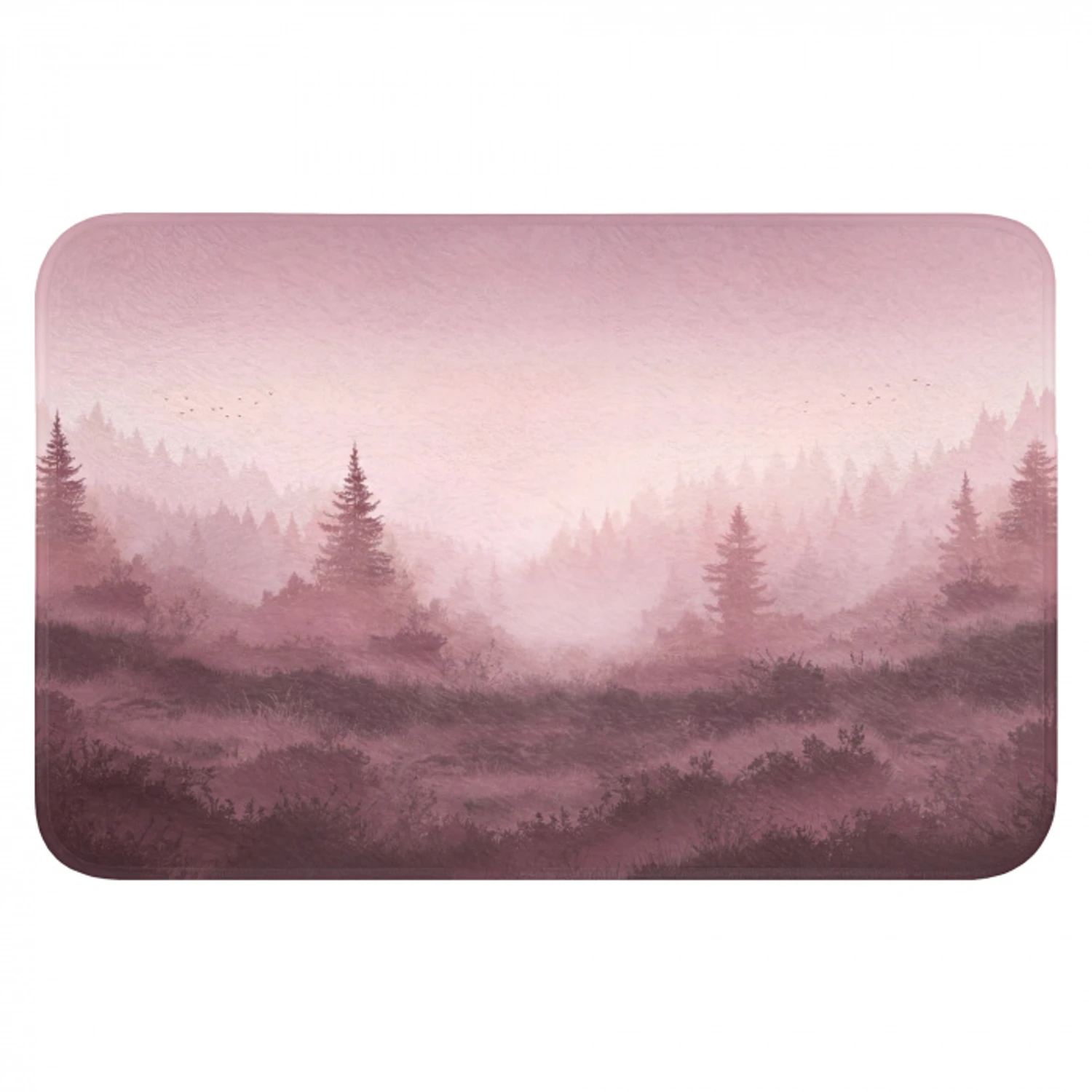 Landschap - Mistig - Roze Badmat klein -3d