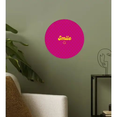 Smile - Stippen - Roze Wandcirkel behangsticker klein -sfeer2