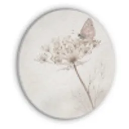 Vlinder - Bloem -Natuur - Beige Akoestische PET Vilt - Rond klein -3d