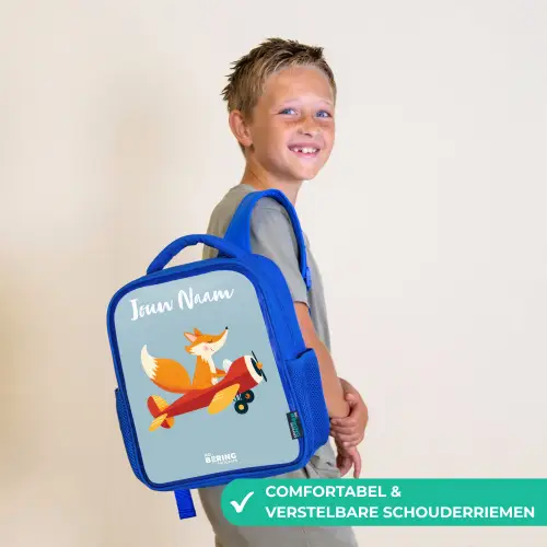 Vos - Vliegtuig -  Vliegen Kinderrugzak - Blauw middel -sfeer3_NL