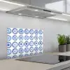 Borden - Bloemen - Patroon - Blauw keuken achterwand spatscherm klein 900 -3d_schuin
