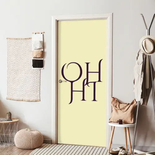 Oh hi - Geel - Monogram deurposter klein -sfeer6