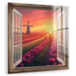 Doorkijk - Tulpen - Zonsondergang - Bloemen - Kleurrijk plexiglas 5mm klein -zzzproduct_nieuw