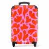Organisch hartmotief in rood op roze achtergrond NBS - Handbagage koffer - Kinderen Unisex middel -productfoto_recht