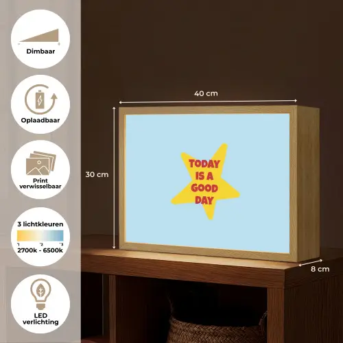 Ster - Today is a good day - Blauw Light Box met batterij (Wandlamp) middel -USP_websiteoverzichtNL