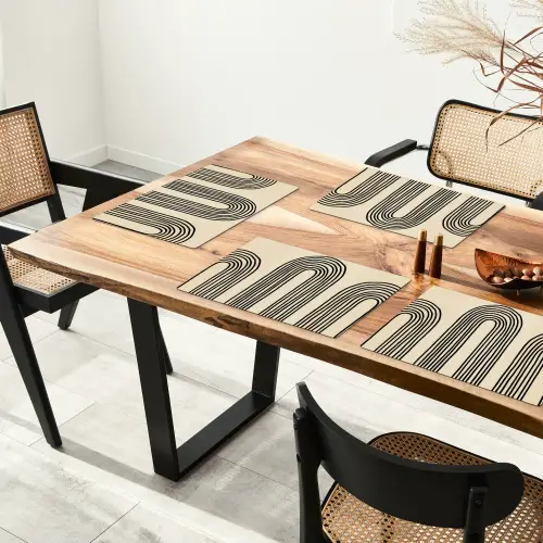 Boogvormen - Zwart - Strak Placemat vinyl groot -zzsfeer4_Kitchenyeah-website