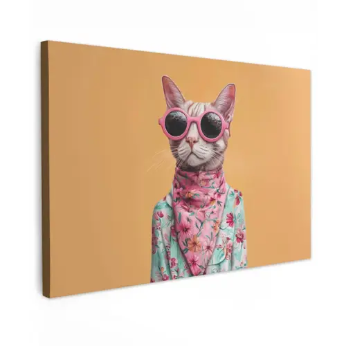 Zonnebril - Kat - Sjaal - Bloemen canvas 2cm klein -z3d