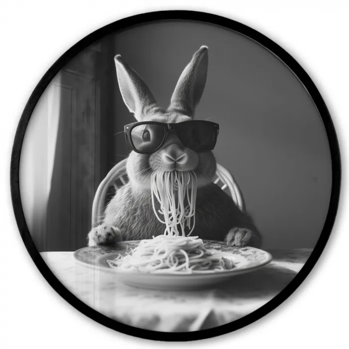 Konijn - Bunny - Zonnebril - Tafelkleed - Pasta - Schattig Fotolijst rond zonder passe partout klein -3d