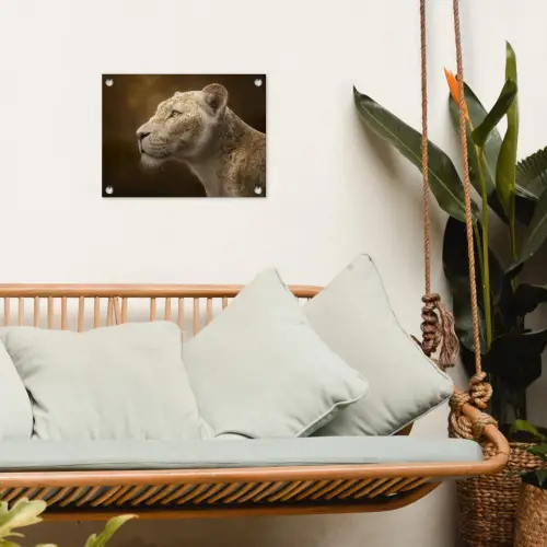 Leeuwin - Bloemen - Wit - Goud tuinposter los doek klein -sfeer7