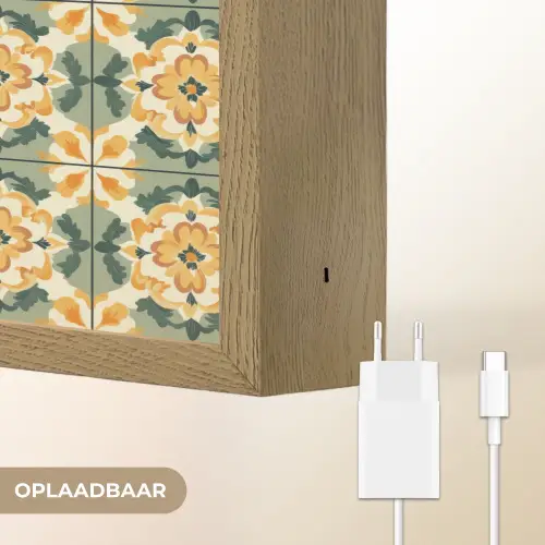 Keramiek - Verweerd - Kleurrijk Light Box met batterij (Wandlamp) middel 907 -USP_websiteoplaadbaarNL