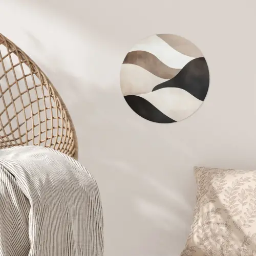 Golven - Abstract - Beige Wandcirkel behangsticker klein -sfeer4