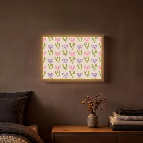 Bloemen - Hartjes - Patroon Light Box met batterij (Wandlamp) middel 907 -sfeer4