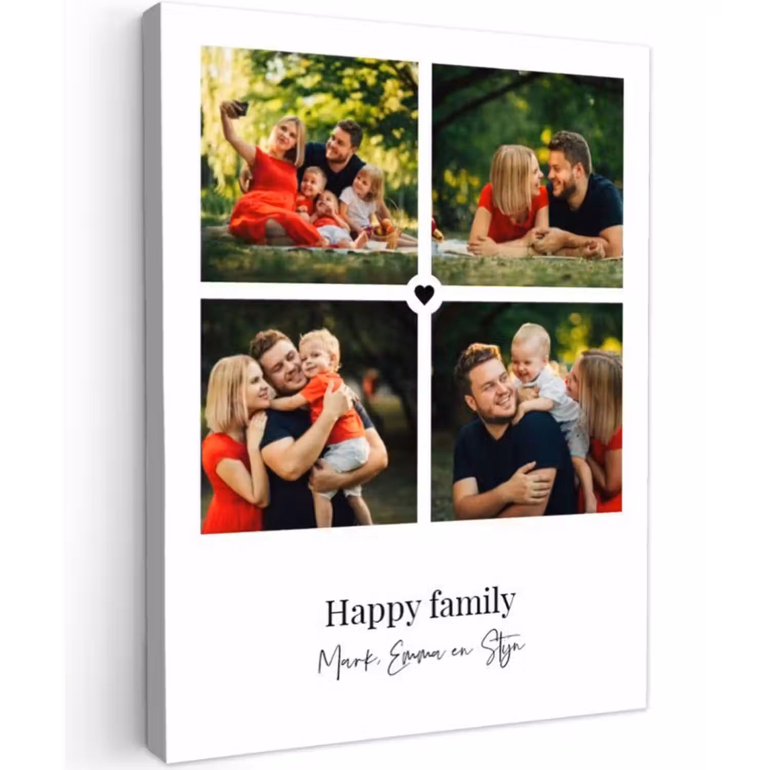 Gepersonaliseerd canvas schilderij - Happy Family - Collage - 4 Foto's