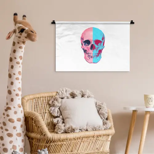 Schedel - Grafisch - Roze - Verdeeld Wandkleed katoen klein -wsfeer5_kind