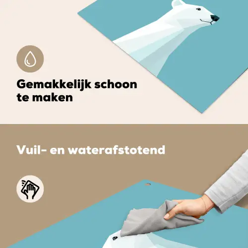 Ijsbeer - Lichtblauw - Minimalistisch Inductie beschemer met haakjes middel -ky-schoon-nl