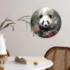 Panda - Wilde dieren - Bloemen - Natuur Wandcirkel kunststof plaat 5mm dik klein -sfeer4