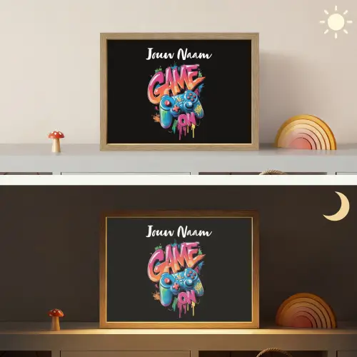 Controller - Game - Graffiti - Tekst Light Box met batterij (Wandlamp kind) middel -sfeer3_kind