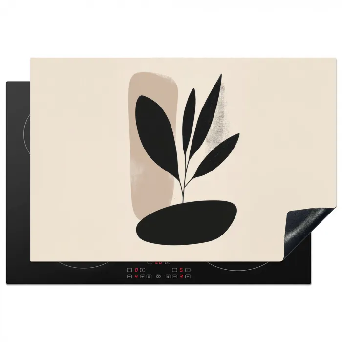 Plant - Beige - Japandi Inductie beschermer vinyl 3mm klein -3d