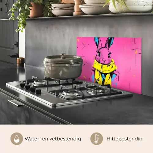 Konijn - Felroze - Sjaal - Abstract keuken achterwand spatscherm klein -usp_NL