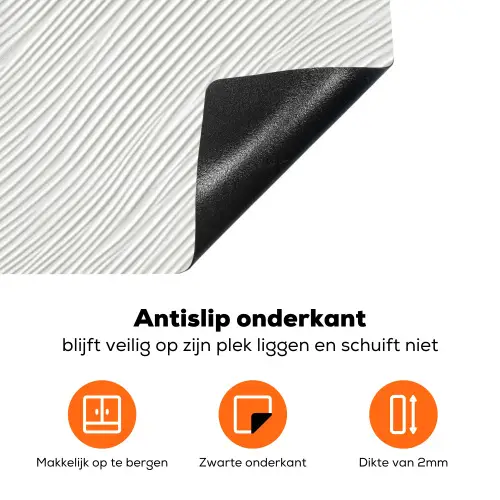 Golven - Ribbels - Wit Inductie beschermer vinyl 3mm klein 276 -zzzzzzz-td-onderkant