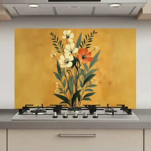 Bladeren - Boeket - Bloemen - Geel keuken achterwand spatscherm klein -3d_website