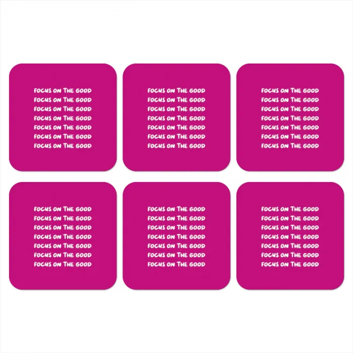 Focus on the good - Roze - wit onderzetter kurk middel -3d
