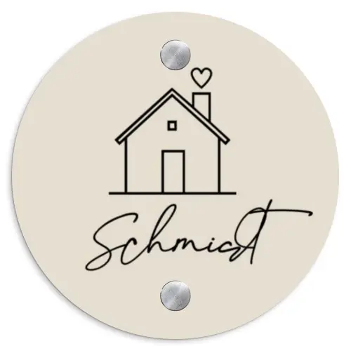 Huis illustratie - Sierlijk Naambord Rond klein -3d