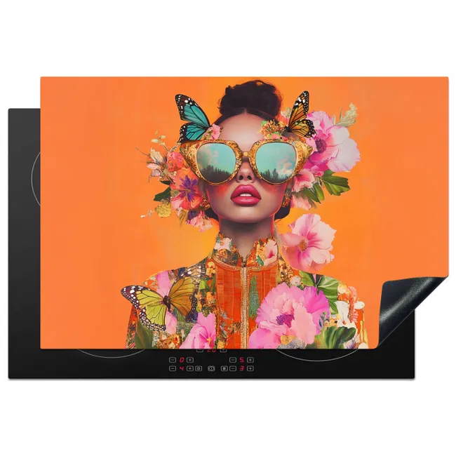 Vlinders - Vrouw - Zonnebril - Kleurrijk Inductie beschermer vinyl 3mm klein -3d