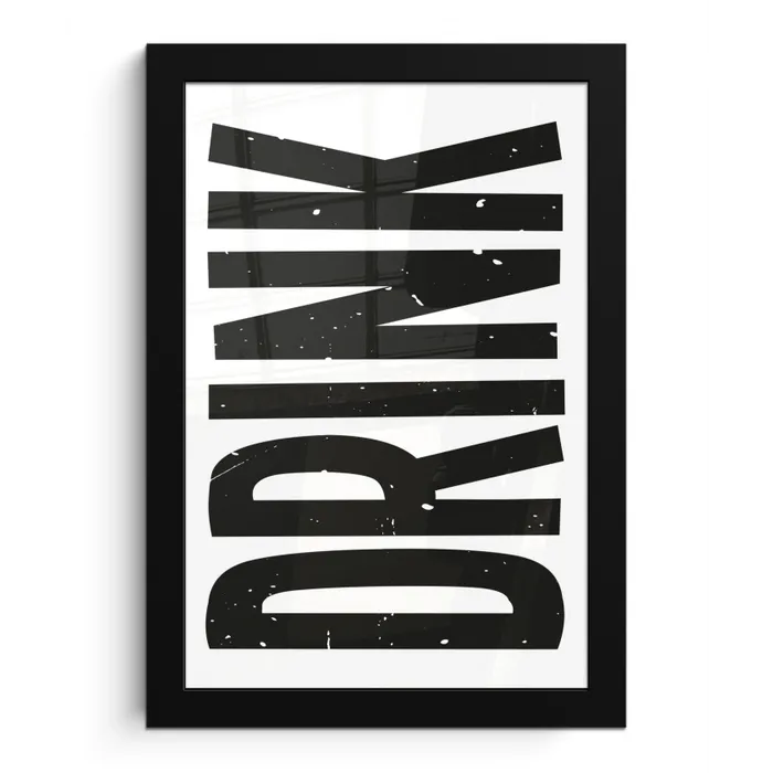 Drink - Zwart - Wit - Decoratie fotolijst zwart zonder passe partout klein -3d