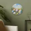 Grasveld - Eieren - Bloemen Akoestische PET Vilt - Rond klein -sfeer2