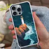Vuurtoren - Rots - Zee - Golven Hoesje iPhone 16 Pro Max met koord klein -sfeer3
