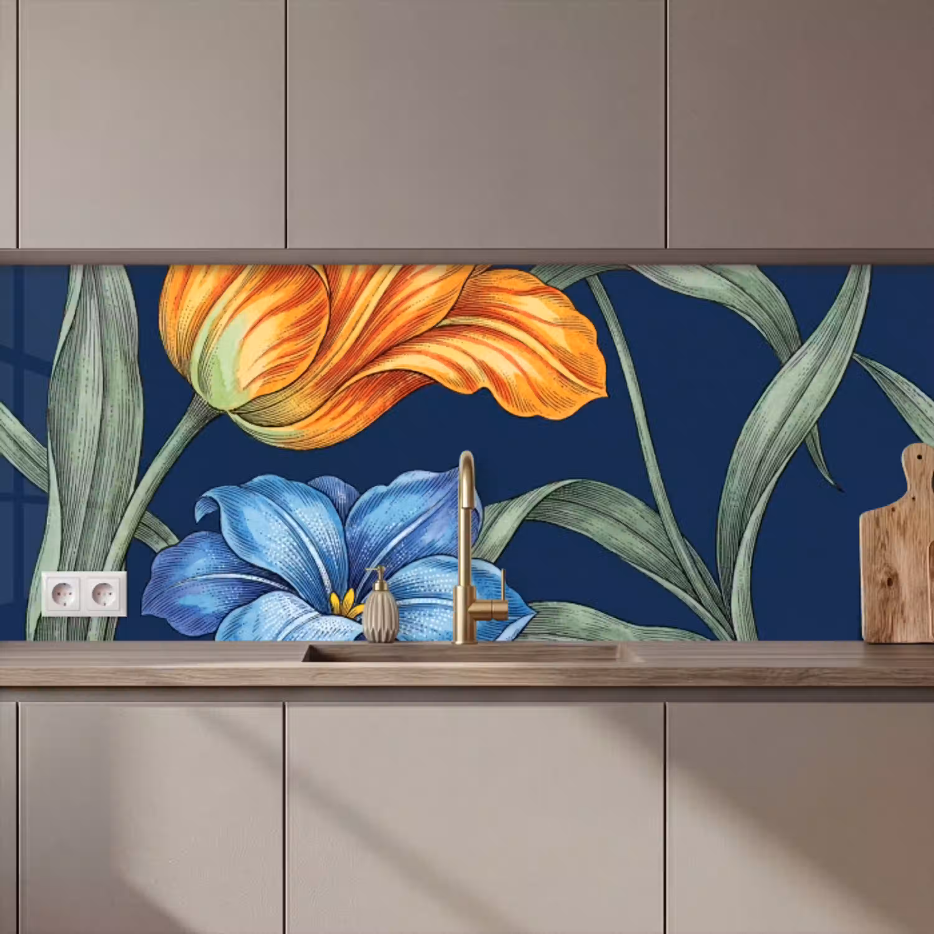 Bloemen - Botanisch - Patroon keuken achterwand 2 middel zz_3dshopping