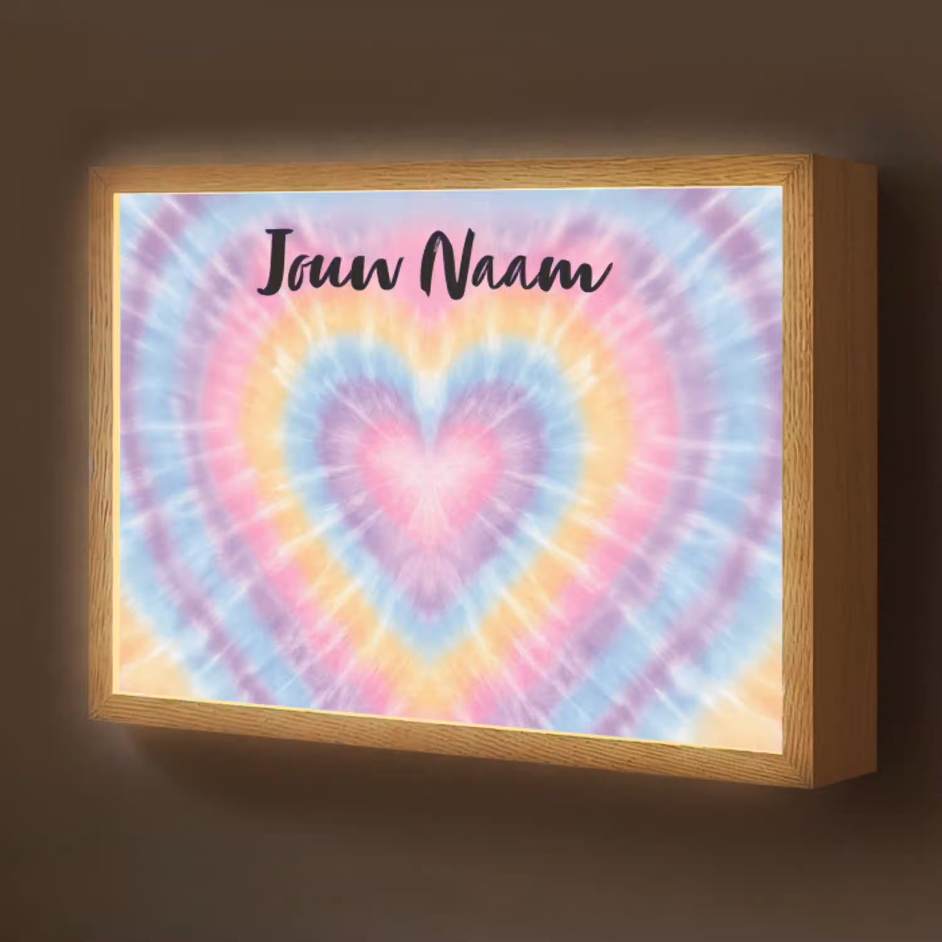 Hartvorm - Tie Dye - Pastelkleuren Light Box met batterij (Wandlamp kind) middel -z3d_website