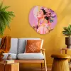 Vrouw - Bloemen - Paars - Abstract Wandcirkel Organisch Plexiglas middel -sfeer4