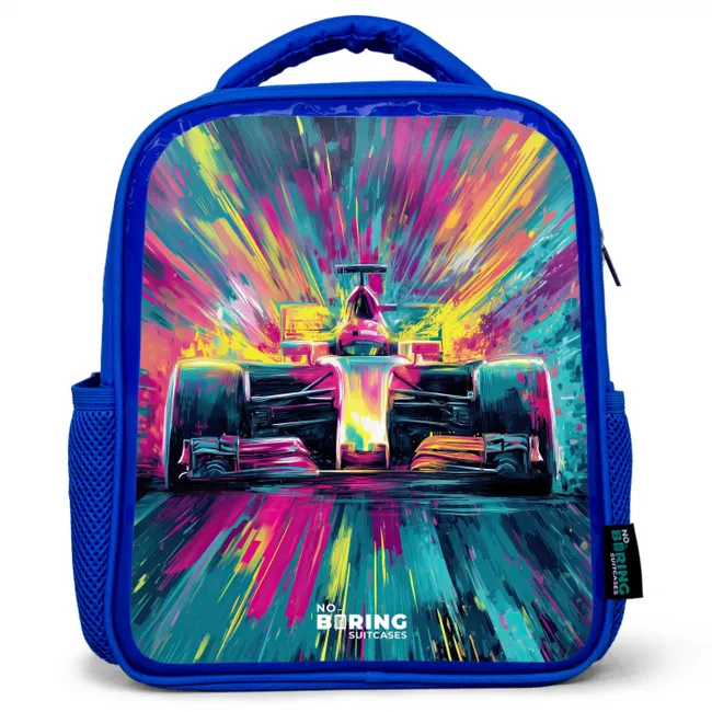 Kids' Backpacks Blue -. Race car - Explosion - Colorful - Abstract
