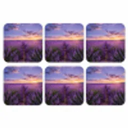 Lavendel - Veld - Natuur - Paars onderzetter kurk middel -3d