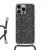 Terrazzo -  Patroon - Zwart - Wit Hoesje iPhone 16 Pro Max met koord klein 804 -3d